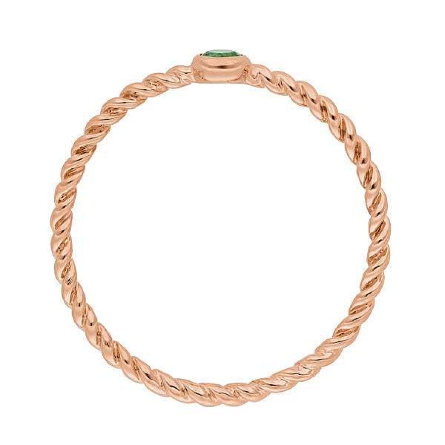 Goldschmuck Leaf Schmuck | Ring Twist Smaragd, 14K Rosegold