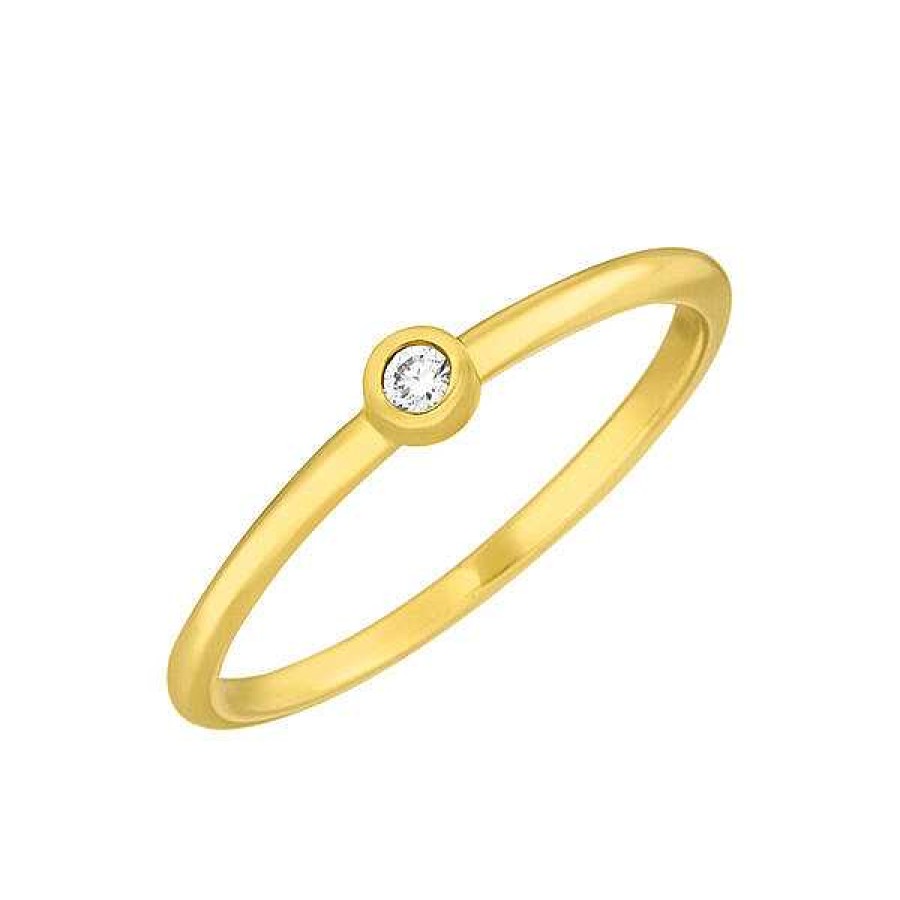 Goldschmuck Leaf Schmuck | Ring "My First Diamond", 14 K Gelbgold