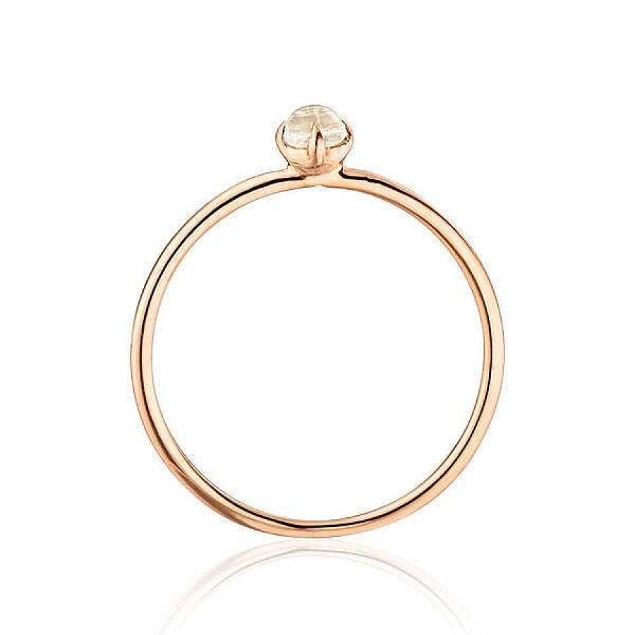 Goldschmuck Leaf Schmuck | Ring Cabochon, 14 K Rosegold, Mondstein