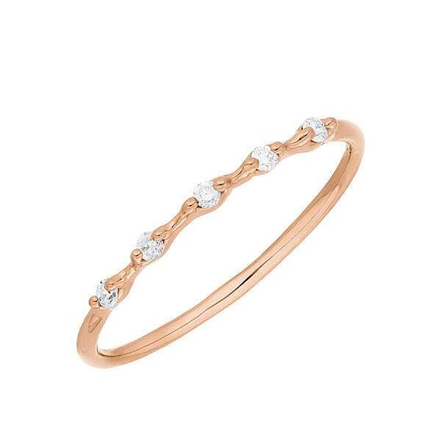 Goldschmuck Leaf Schmuck | Ring Mit 5 Diamanten, 14K Rosegold