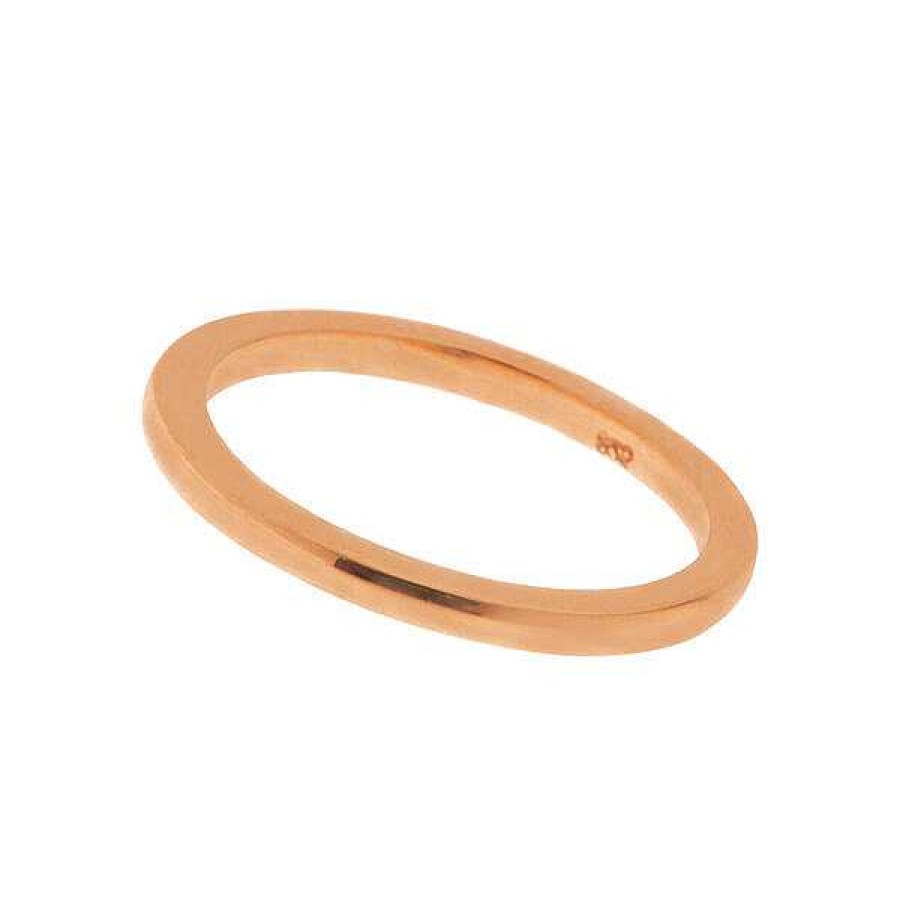 Silberschmuck Leaf Schmuck | Basic Ring, 18 K Rosegold Vergoldet, Gr E 46