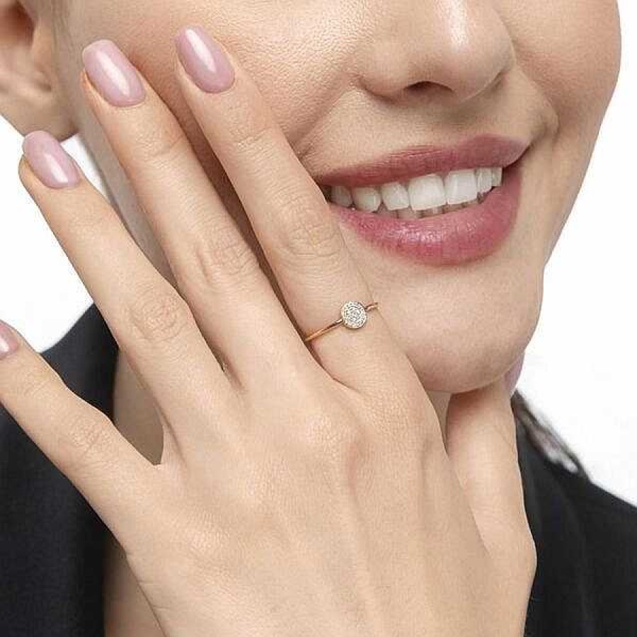 Goldschmuck Leaf Schmuck | Ring Pav Mit Diamanten, 18 K Ros Gold