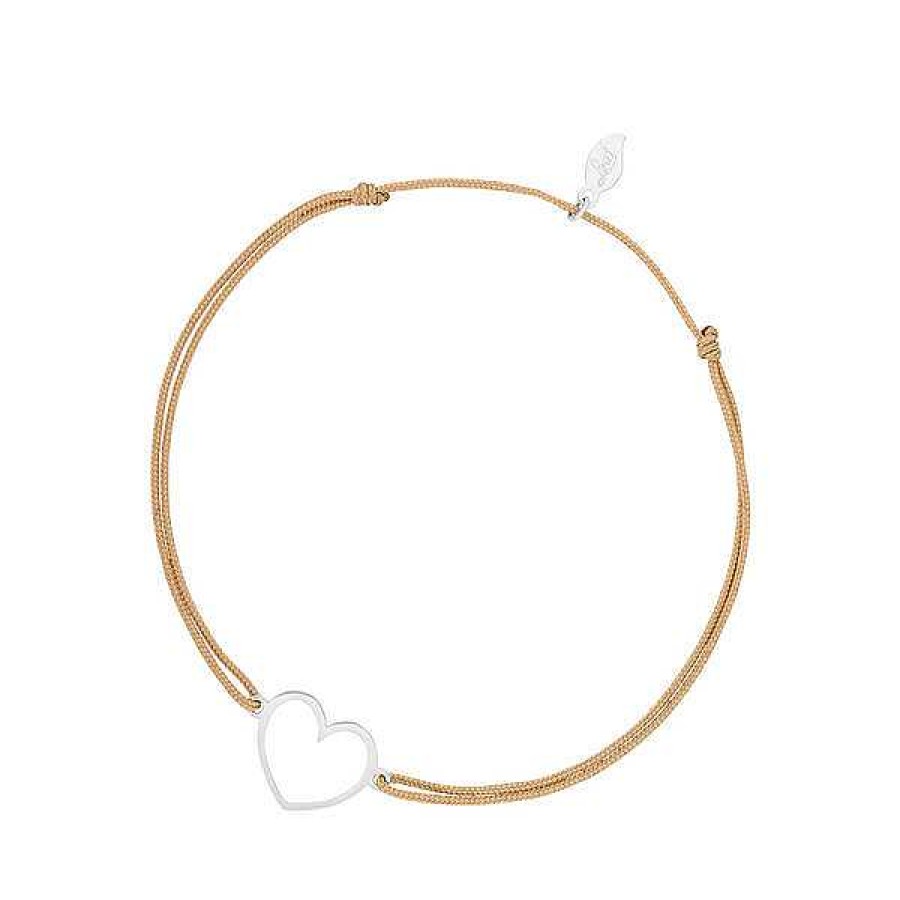 Goldschmuck Leaf Schmuck | Gl Cksb Ndchen Gentle Heart, 14 K Wei Gold, Beige