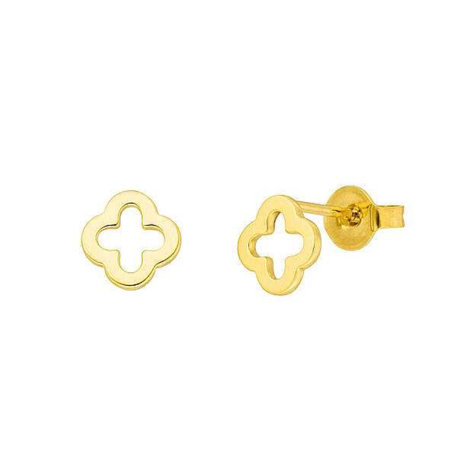 Goldschmuck Leaf Schmuck | Ohrstecker Clover, 14 K Gelbgold