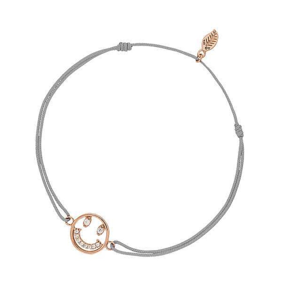 Silberschmuck Leaf Schmuck | Gl Cksarmband Smiley, 18 K Rosegold Vergoldet, Grau