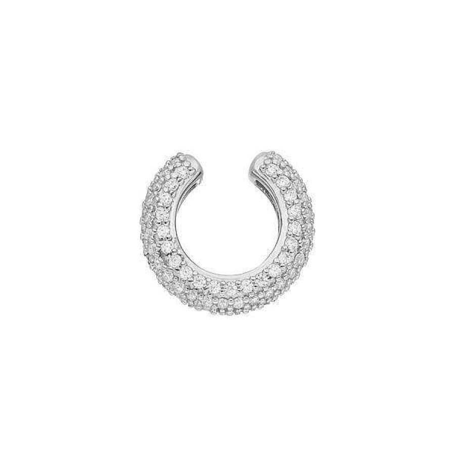 Silberschmuck Leaf Schmuck | Silber Earcuff, Pave Weiss, Silber