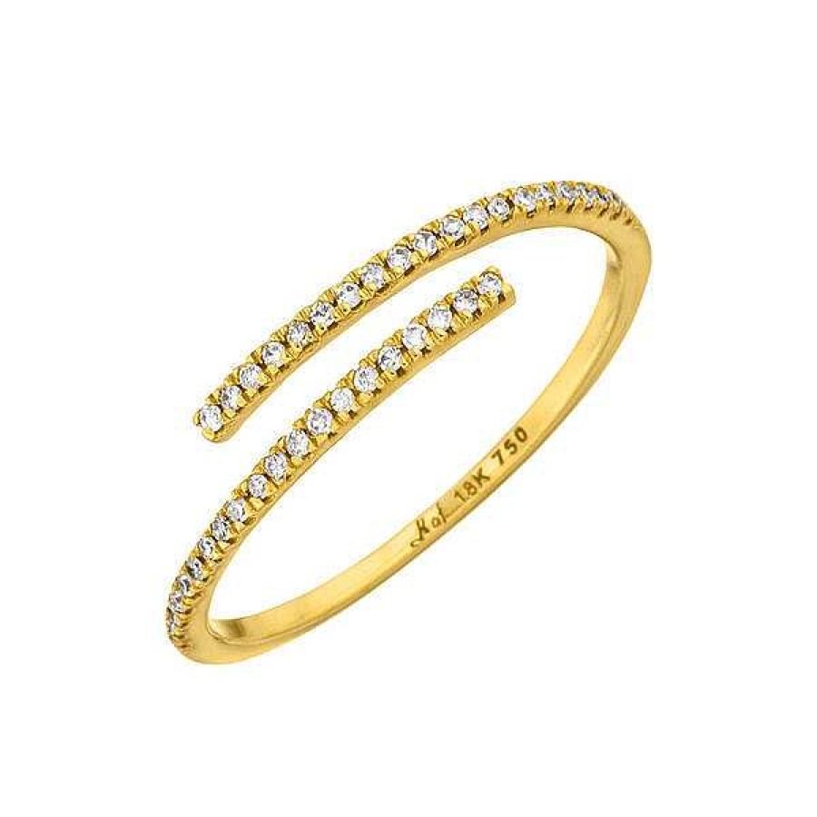 Goldschmuck Leaf Schmuck | Ring Open Mit Diamanten, 18 K Gelbgold