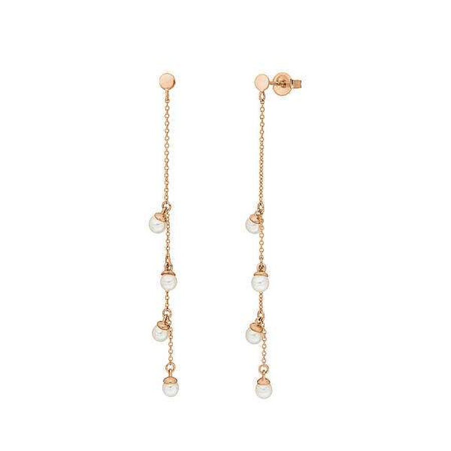 Goldschmuck Leaf Schmuck | Ohrringe Perle Kette, 14 K Rosegold