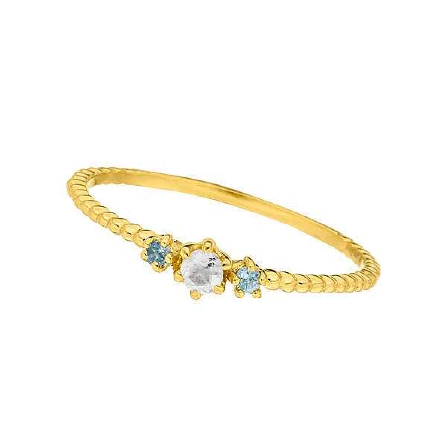 Silberschmuck Leaf Schmuck | Ring Gorgeous Gems, Blue Mix, 18 K Gelbgold Vergoldet, Gr.50