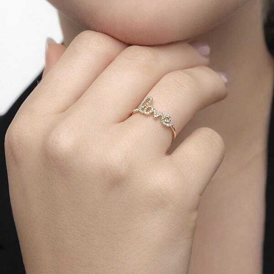 Goldschmuck Leaf Schmuck | Ring Love 18K Gelbgold Mit Diamanten