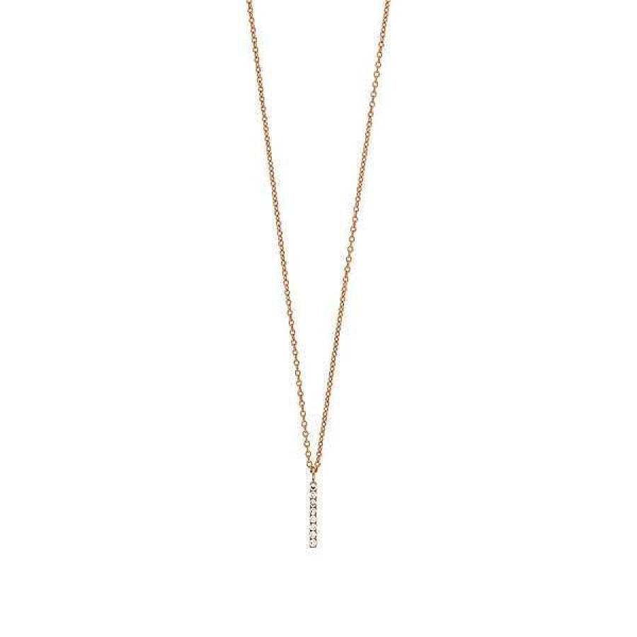 Goldschmuck Leaf Schmuck | Halskette Small Bar, Diamant, 14 K Rosegold