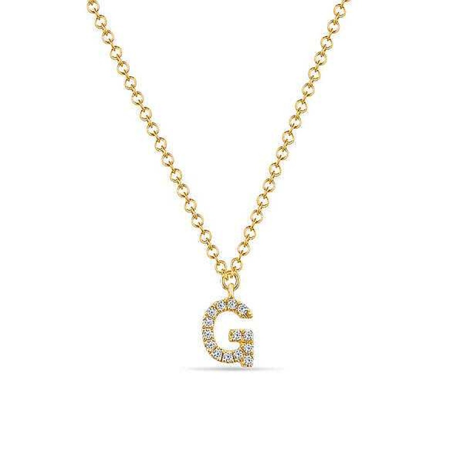 Goldschmuck Leaf Schmuck | Halskette Letter "G", 14 K Gelbgold Mit Diamanten