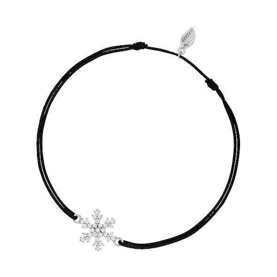 Silberschmuck Leaf Schmuck | Gl Cksarmband Snowflake, 925 Sterlingsilber, Schwarz