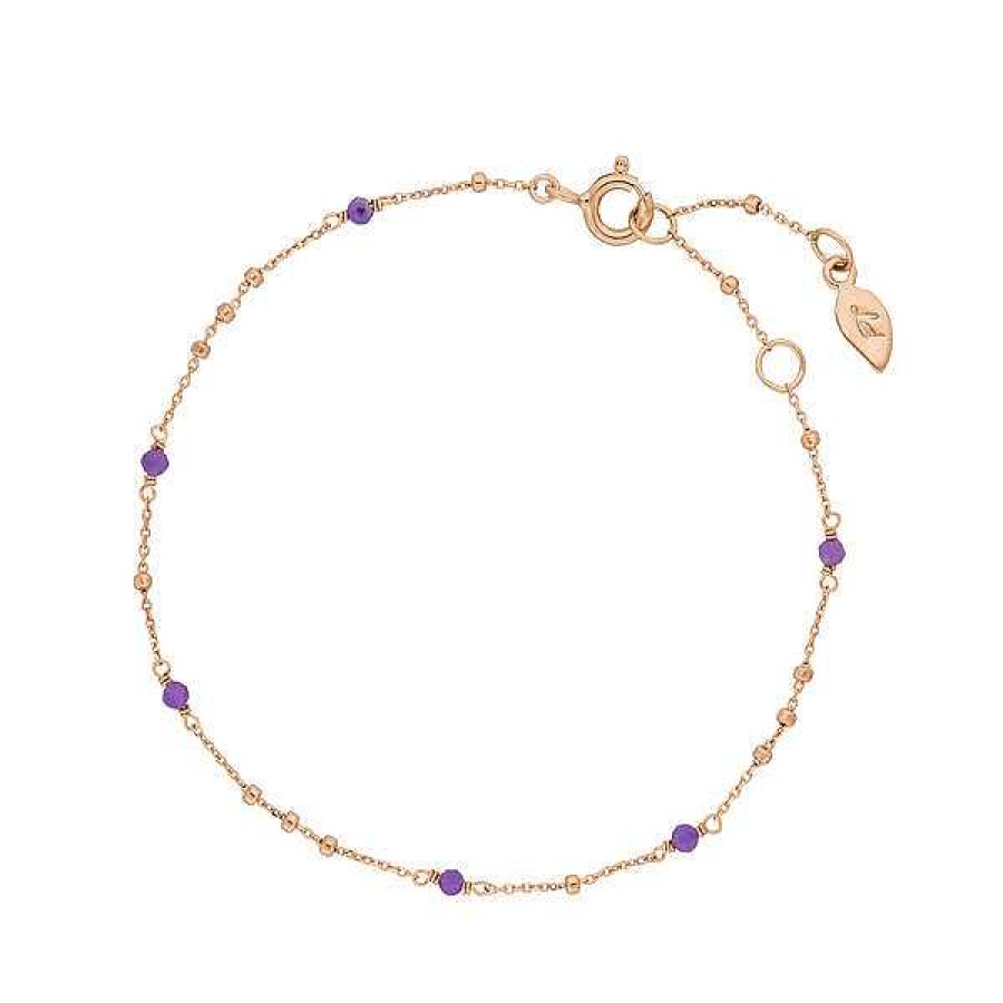 Silberschmuck Leaf Schmuck | Armkette Flying Gems, Amethyst, 18 K Rosegold Vergoldet