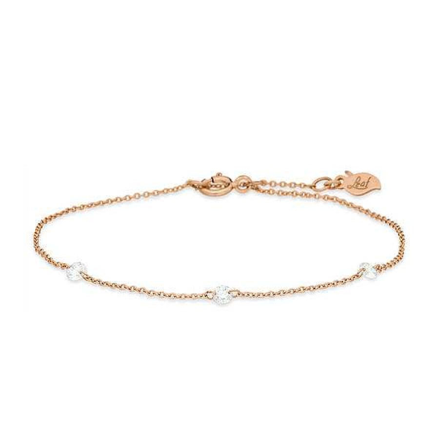 Goldschmuck Leaf Schmuck | Armkette Pure Triple Diamant, 18 K Rosegold