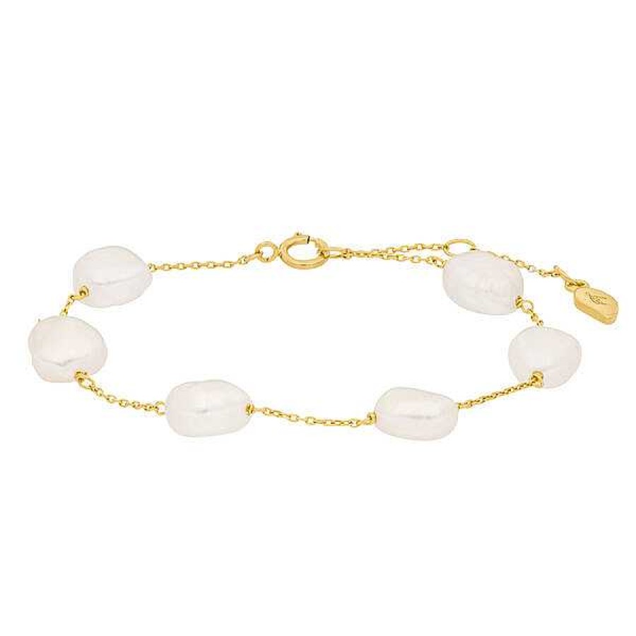 Goldschmuck Leaf Schmuck | Armkette Barock Pearls, 14K Gelbgold