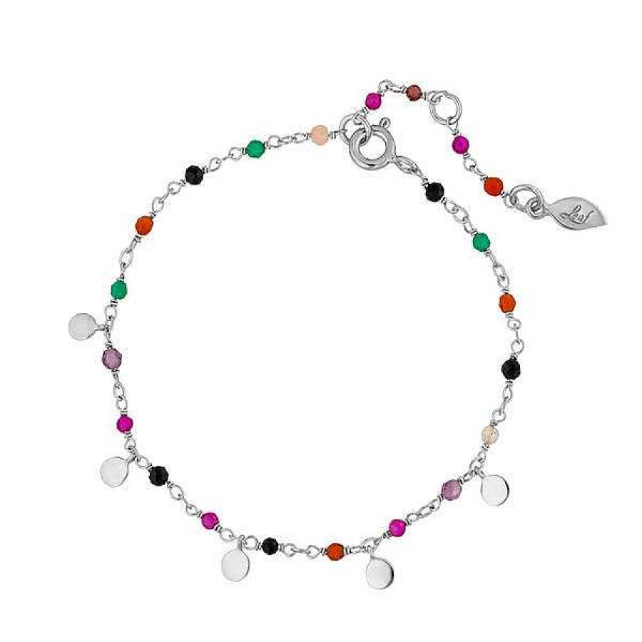 Silberschmuck Leaf Schmuck | Armkette Rainbow, 925 Sterlingsilber, Multi Gems