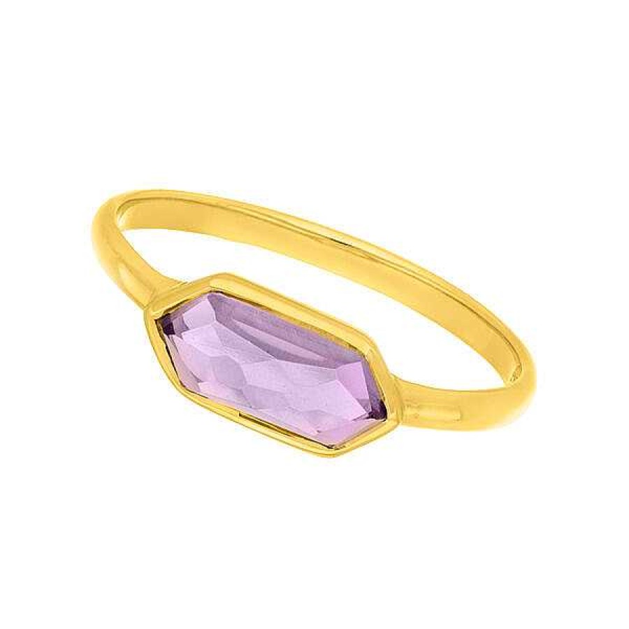 Silberschmuck Leaf Schmuck | Silber Ring, Cube, Amethyst, Gelbgold