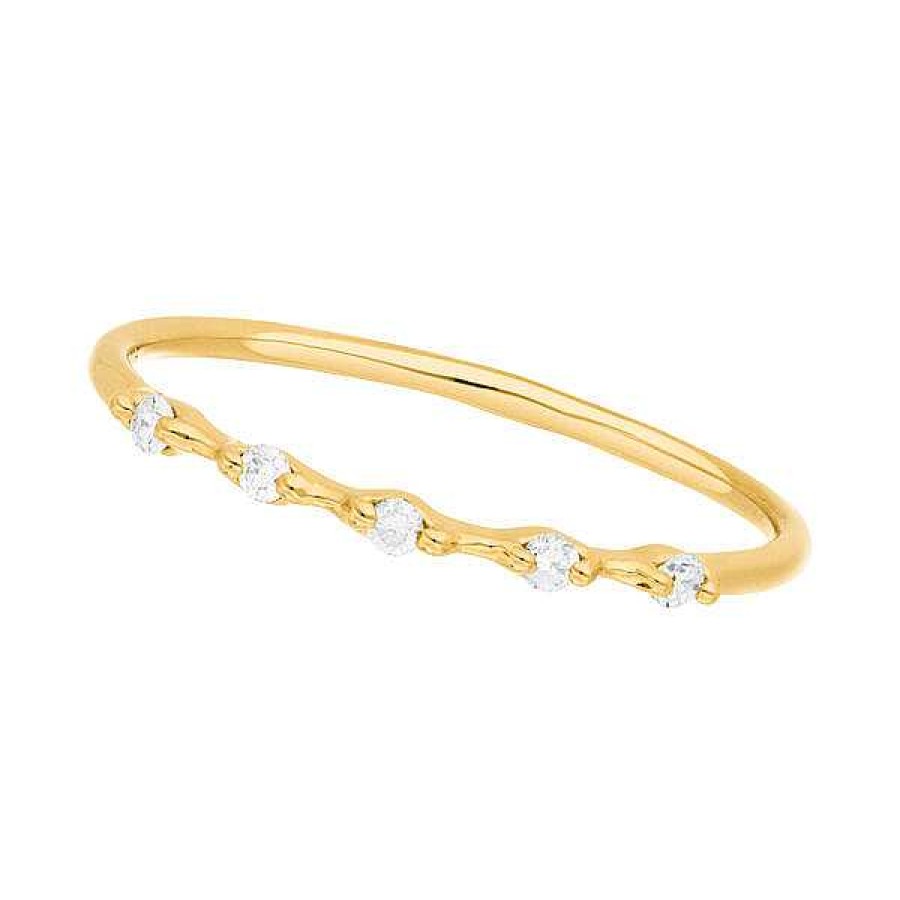 Goldschmuck Leaf Schmuck | Ring Mit 5 Diamanten, 14K Gelbgold