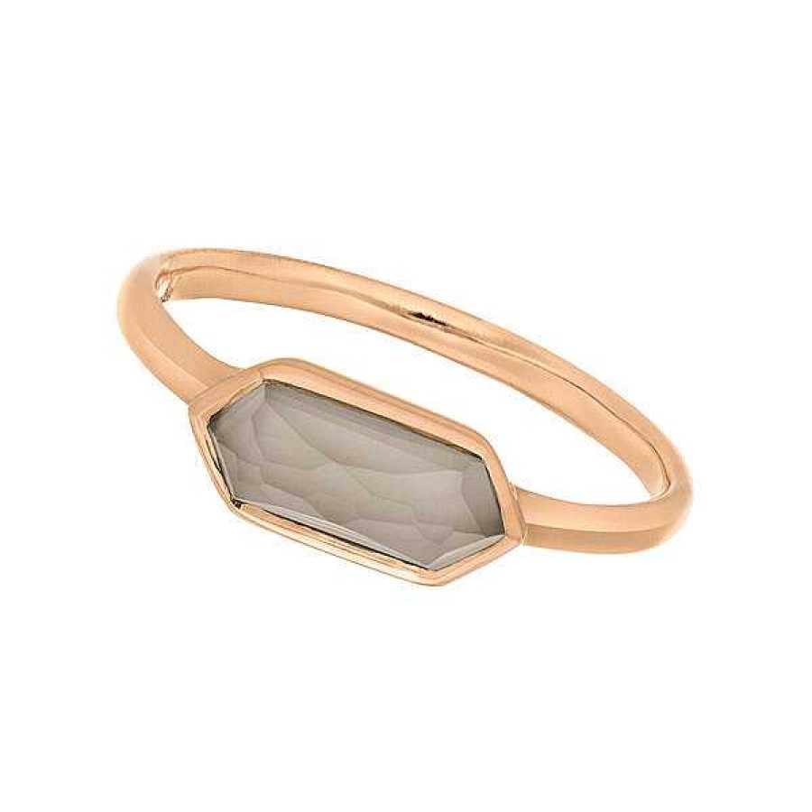 Silberschmuck Leaf Schmuck | Silber Ring, Cube, Grauer Achat, Rosegold