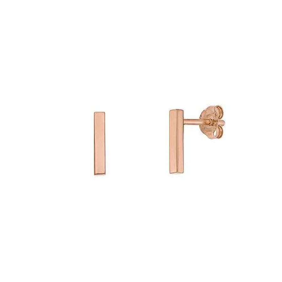 Silberschmuck Leaf Schmuck | Ohrstecker Mini, Stab, 18 K Rosegold Vergoldet