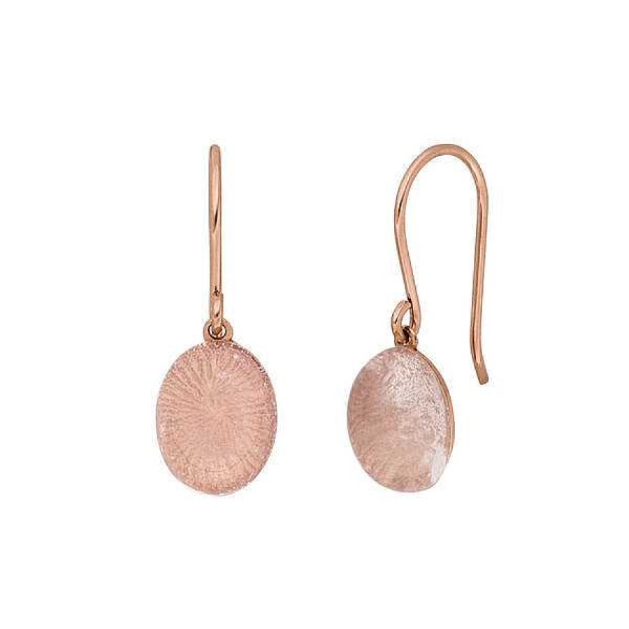 Goldschmuck Leaf Schmuck | Ohrringe Cabochon, Ii, 14 K Rosegold, Rosenquarz