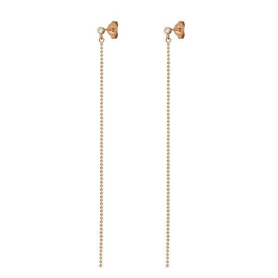 Goldschmuck Leaf Schmuck | Ohrringe Ball Chain, 14 K Rosegold