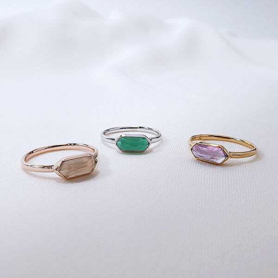 Silberschmuck Leaf Schmuck | Silber Ring, Cube, Amethyst, Gelbgold