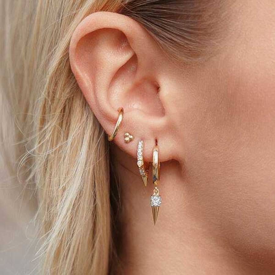 Silberschmuck Leaf Schmuck | Creole Triple Stud, 18 K Gelbgold Vergoldet