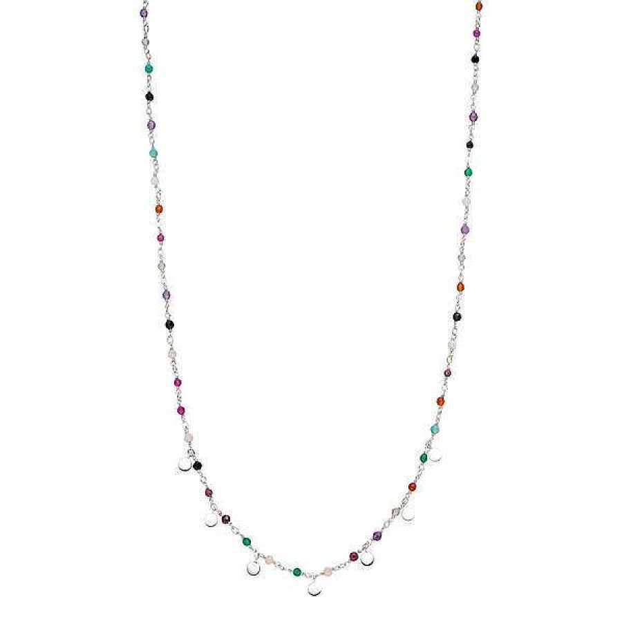 Silberschmuck Leaf Schmuck | Halskette Rainbow, 925 Sterlingsilber, Multi Gems