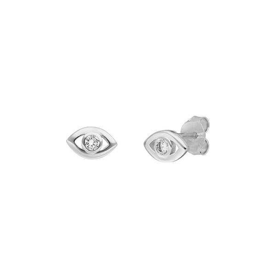 Silberschmuck Leaf Schmuck | Ohrstecker Evil Eye, 925 Sterlingsilber