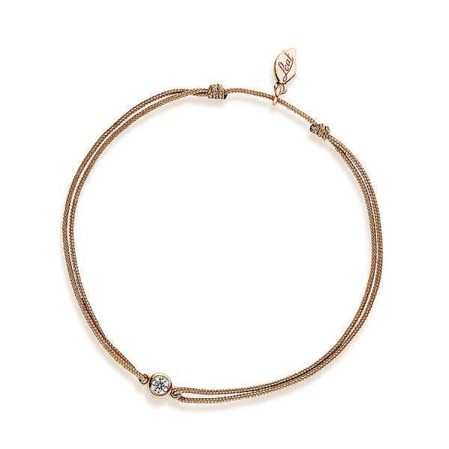 Goldschmuck Leaf Schmuck | Gl Cksb Ndchen "My First Diamond", 14K Rosegold, Beige