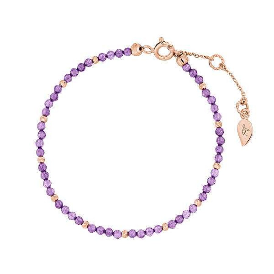 Silberschmuck Leaf Schmuck | Armkette Serenity, Amethyst, 18 K Rosegold Vergoldet