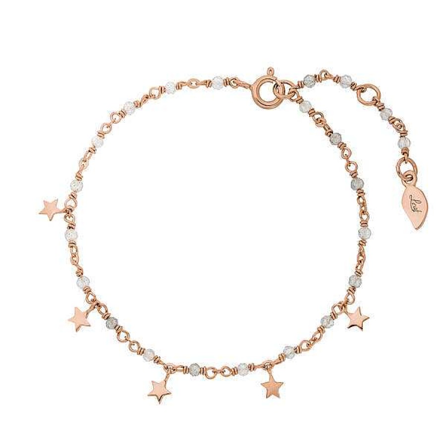 Silberschmuck Leaf Schmuck | Armkette Labradorit Stars, 18 K Rosegold Vergoldet