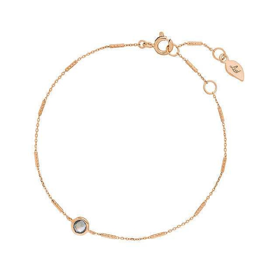 Silberschmuck Leaf Schmuck | Armkette Solit R, Labradorit, 18 K Rosegold Vergoldet