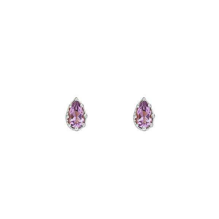 Silberschmuck Leaf Schmuck | Ohrstecker Drop, Amethyst, 925 Sterlingsilber