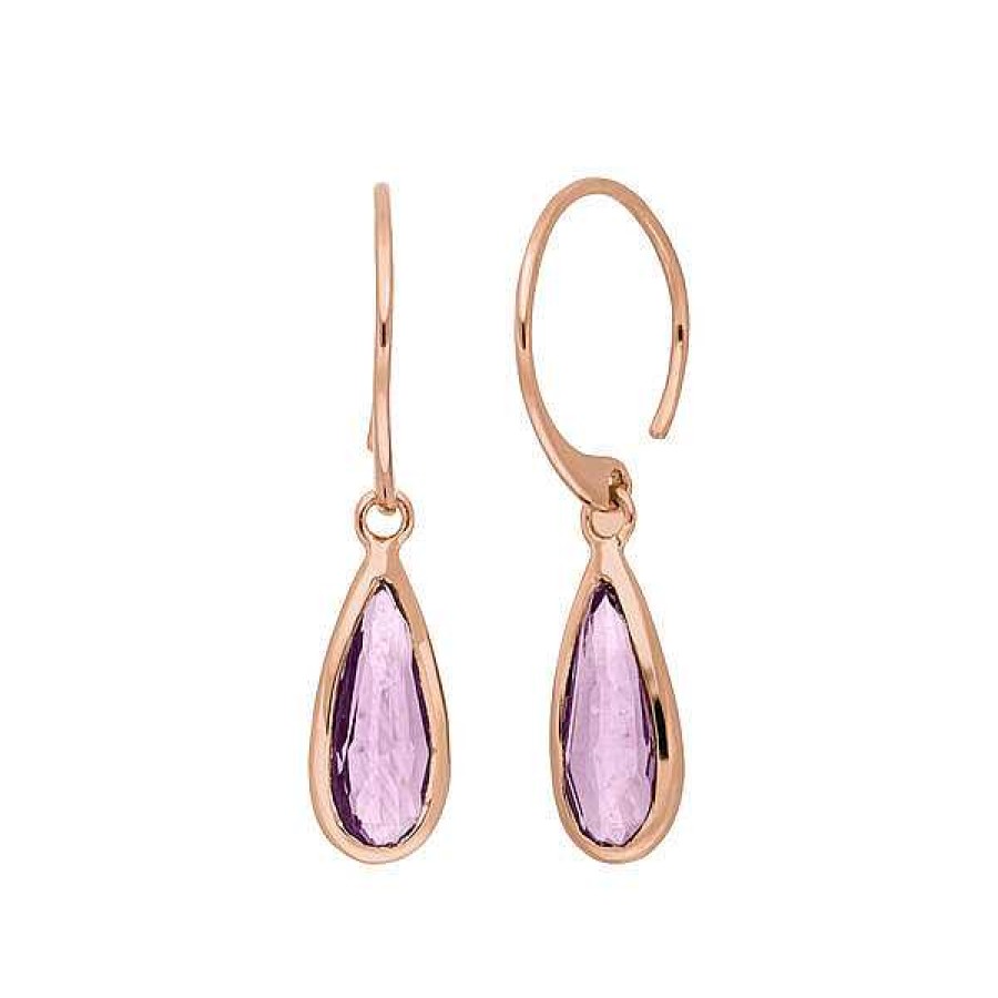 Silberschmuck Leaf Schmuck | Ohrh Nger Gem Drop, Amethyst, 18 K Rosegold Vergoldet