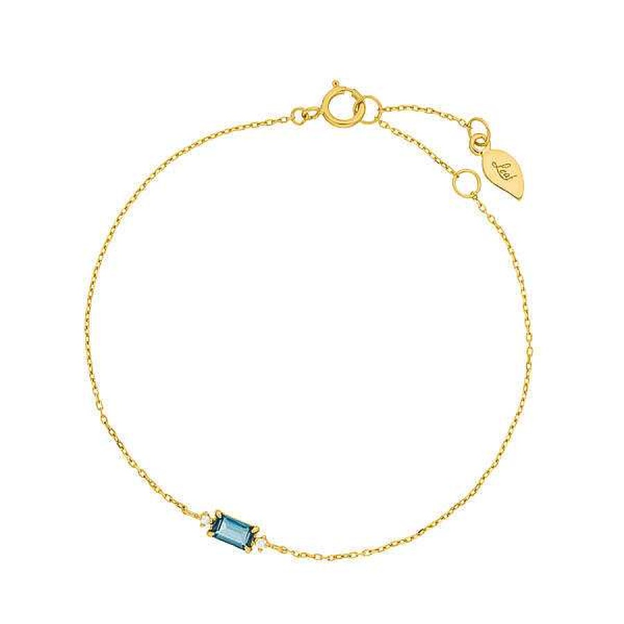 Goldschmuck Leaf Schmuck | Armkette London Blue Topas, 14K Gelbgold