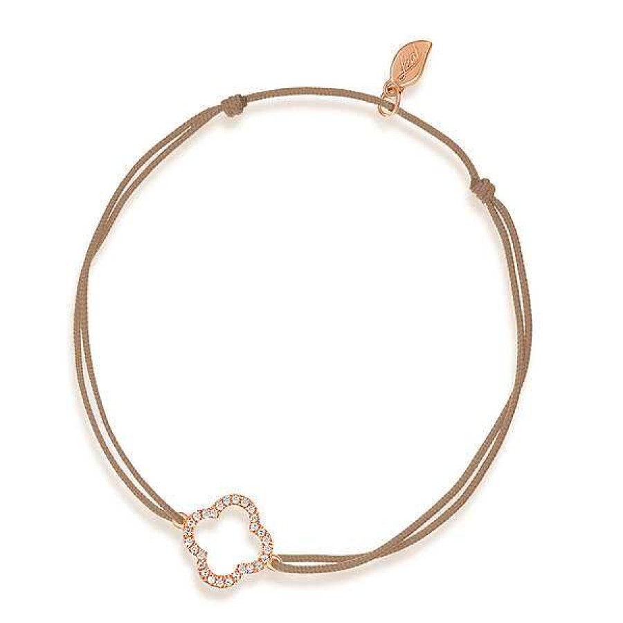 Goldschmuck Leaf Schmuck | Gl Ckarmband Kleeblatt Mit Diamanten, 18 K Rosegold, Beige