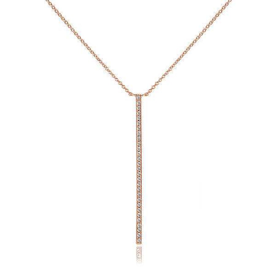 Goldschmuck Leaf Schmuck | Halskette Bar Diamanten, 18 K Rosegold