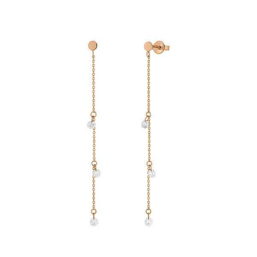 Goldschmuck Leaf Schmuck | Ohrringe Pure Chain Mit Diamanten, 18 K Rosegold