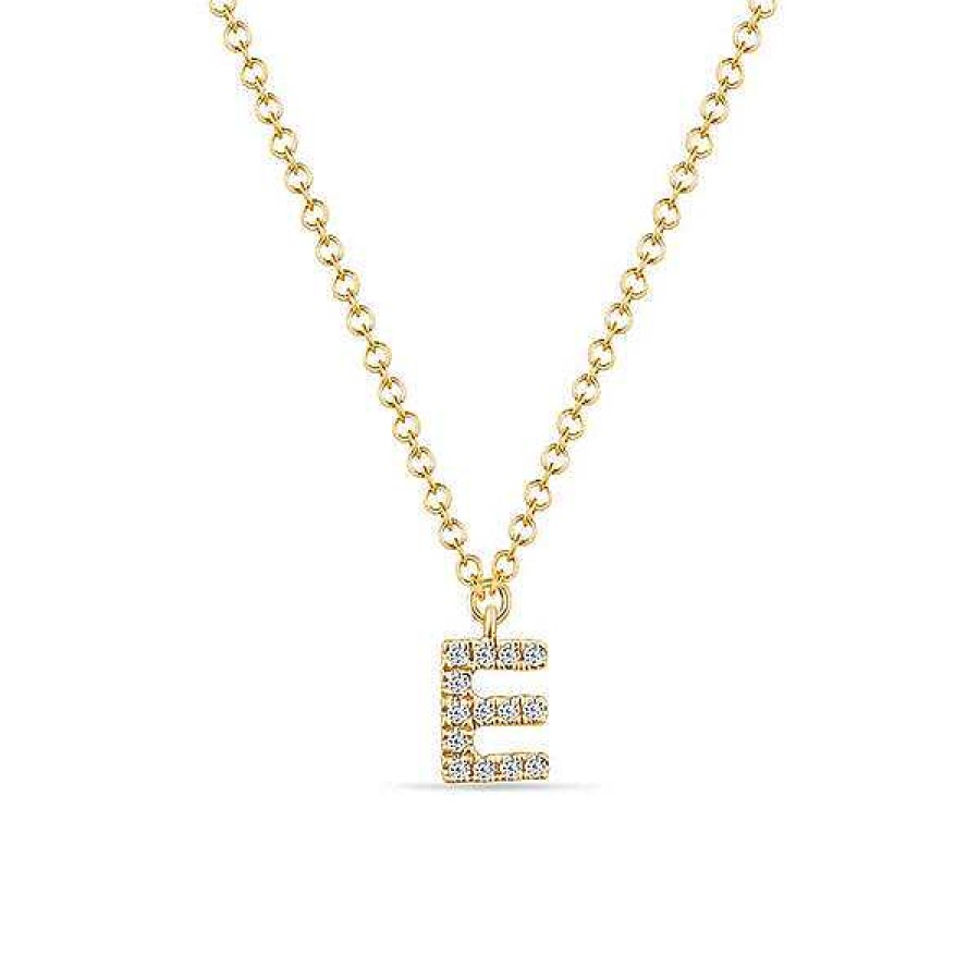 Goldschmuck Leaf Schmuck | Halskette Letter "E", 14 K Gelbgold Mit Diamanten