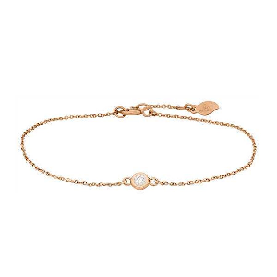 Goldschmuck Leaf Schmuck | Armkette "My First Diamond", 14 K Rosegold