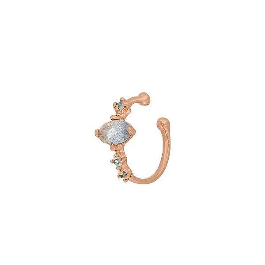 Silberschmuck Leaf Schmuck | Silber Earcuff Gorgeous Gems, Labradorit, Rosegold