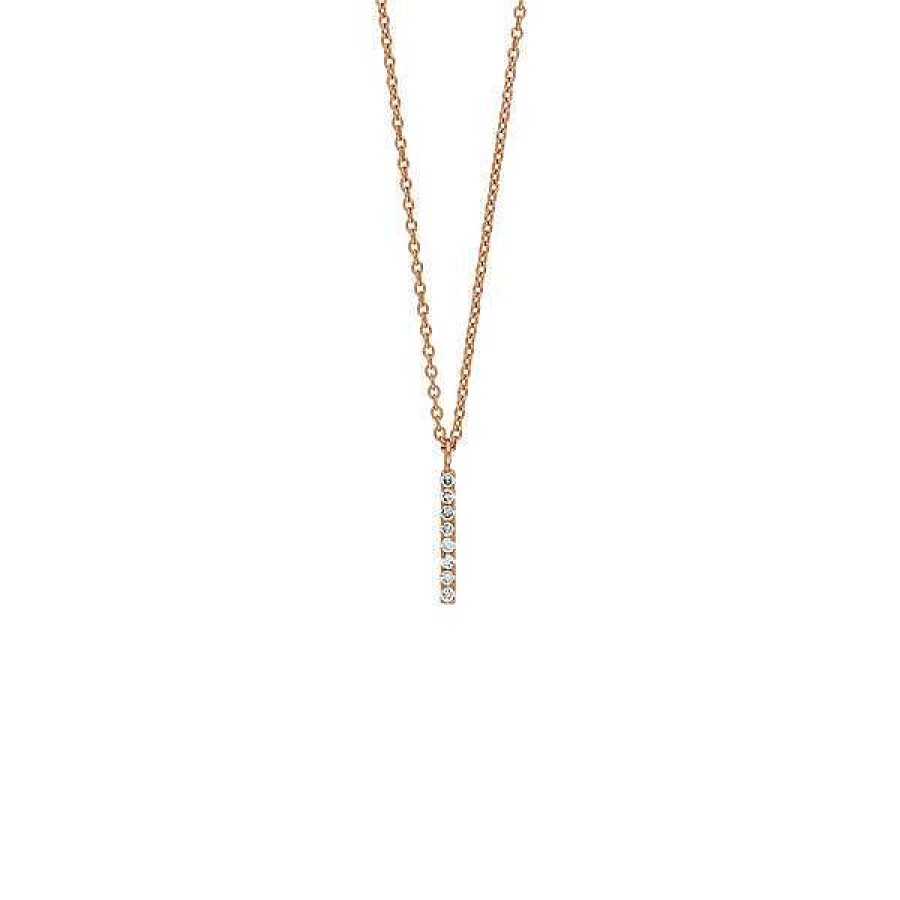 Goldschmuck Leaf Schmuck | Halskette Small Bar, Diamant, 14 K Rosegold