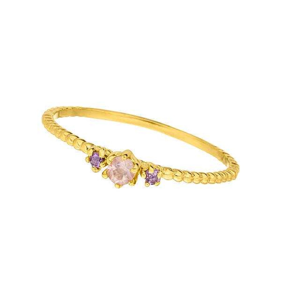 Silberschmuck Leaf Schmuck | Ring Gorgeous Gems, Pink Mix, 18 K Gelbgold Vergoldet, Gr.50