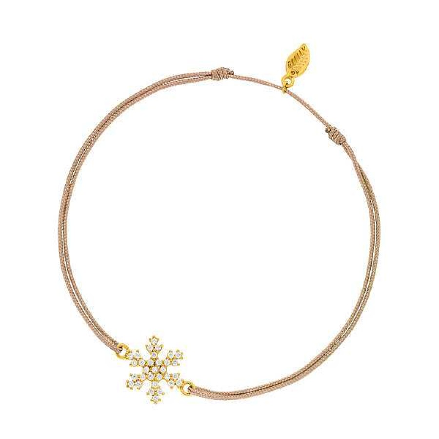 Silberschmuck Leaf Schmuck | Gl Cksarmband Snowflake, 18 K Gelbgold Vergoldet, Beige