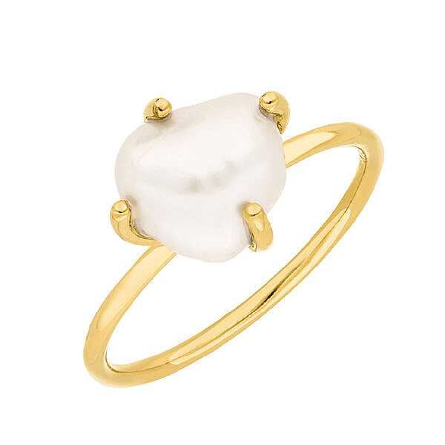 Goldschmuck Leaf Schmuck | Ring Barock Pearl, 14K Gelbgold