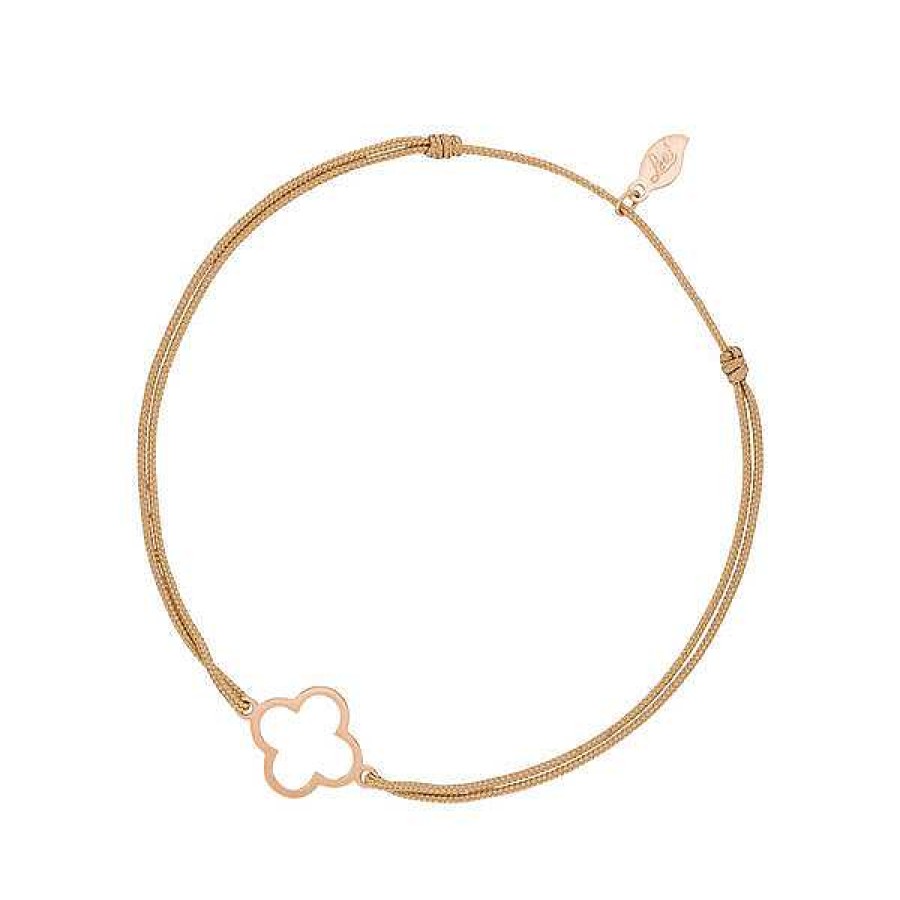 Goldschmuck Leaf Schmuck | Gl Cksb Ndchen Gentle Clover, 14 K Rosegold, Beige