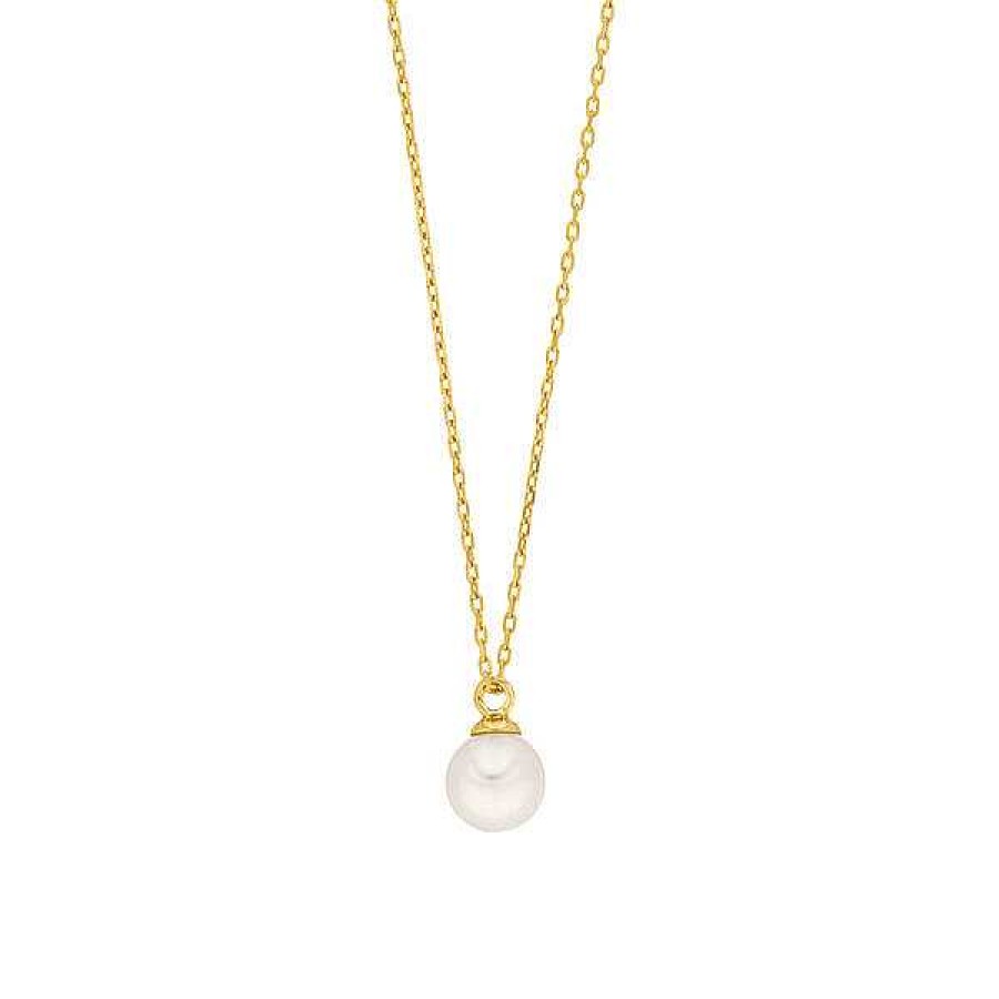 Goldschmuck Leaf Schmuck | Halskette Single Pearl, 14K Gelbgold